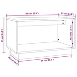 TV Cabinet White 60x35x35 cm Solid Wood Pine - Low Angle