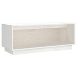 TV Cabinet White 90x35x35 cm Solid Wood Pine - Front View