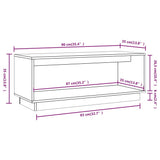 TV Cabinet White 90x35x35 cm Solid Wood Pine - Extra Image