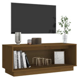 TV Cabinet Honey Brown 90x35x35 cm Solid Wood Pine - Rear View