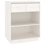 Console Cabinet White 60x34x75 cm Solid Wood Pine - Front View