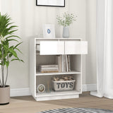 Console Cabinet White 60x34x75 cm Solid Wood Pine - Side View