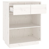 Console Cabinet White 60x34x75 cm Solid Wood Pine - Rear View