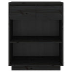 Console Cabinet Black 60x34x75 cm Solid Wood Pine