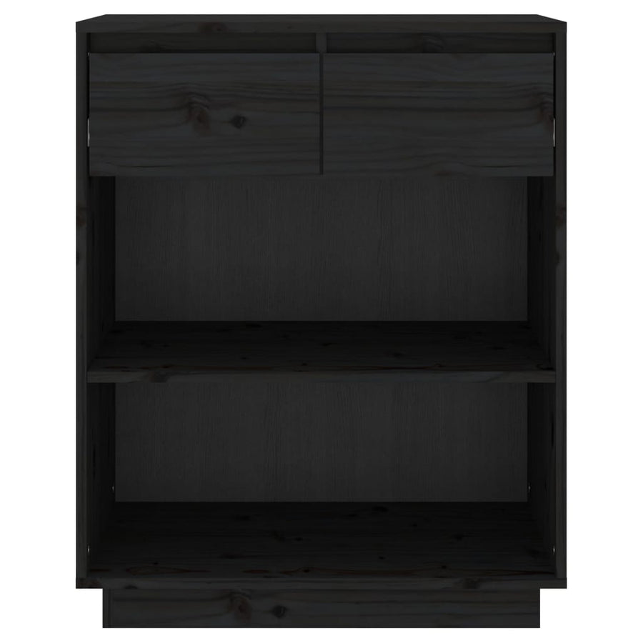 Console Cabinet Black 60x34x75 cm Solid Wood Pine