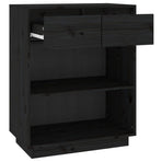 Console Cabinet Black 60x34x75 cm Solid Wood Pine