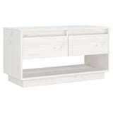 TV Cabinet White 74x34x40 cm Solid Wood Pine - Front View
