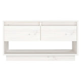 TV Cabinet White 74x34x40 cm Solid Wood Pine - Side View