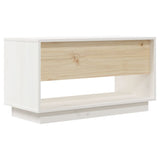 TV Cabinet White 74x34x40 cm Solid Wood Pine - Rear View