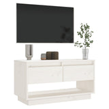 TV Cabinet White 74x34x40 cm Solid Wood Pine - Close-Up Angle