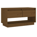 TV Cabinet Honey Brown 74x34x40 cm Solid Wood Pine - Front View