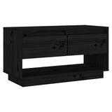 TV Cabinet Black 74x34x40 cm Solid Wood Pine - Front View