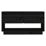 TV Cabinet Black 74x34x40 cm Solid Wood Pine - Side View