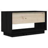 TV Cabinet Black 74x34x40 cm Solid Wood Pine - Rear View