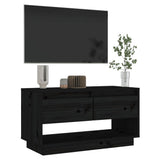 TV Cabinet Black 74x34x40 cm Solid Wood Pine - Close-Up Angle