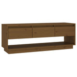 TV Cabinet Honey Brown 110.5x34x40 cm Solid Wood Pine - Front View