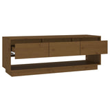 TV Cabinet Honey Brown 110.5x34x40 cm Solid Wood Pine - Top-Down View