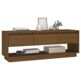 TV Cabinet Honey Brown 110.5x34x40 cm Solid Wood Pine - Rear View