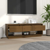 TV Cabinet Honey Brown 110.5x34x40 cm Solid Wood Pine - Close-Up Angle
