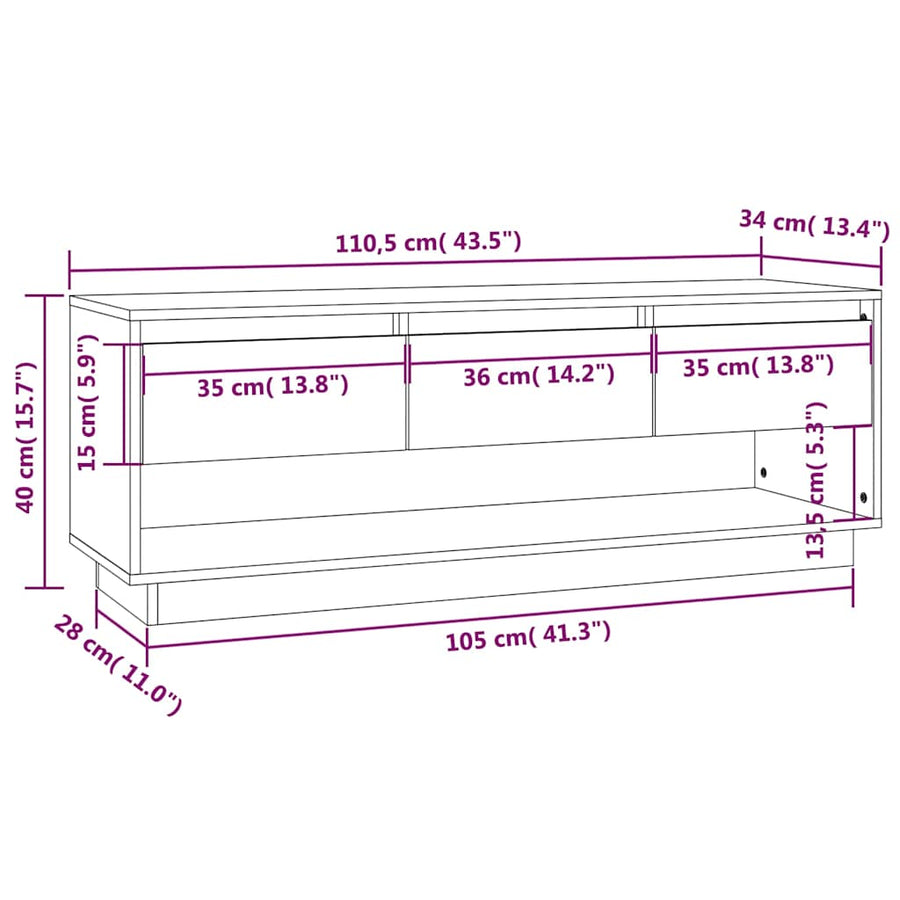 TV Cabinet Honey Brown 110.5x34x40 cm Solid Wood Pine