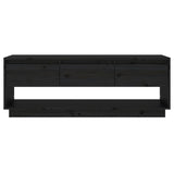 TV Cabinet Black 110.5x34x40 cm Solid Wood Pine