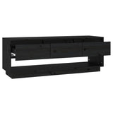TV Cabinet Black 110.5x34x40 cm Solid Wood Pine - Top-Down View
