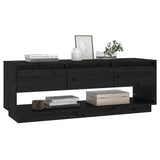 TV Cabinet Black 110.5x34x40 cm Solid Wood Pine - Rear View