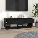 TV Cabinet Black 110.5x34x40 cm Solid Wood Pine - Close-Up Angle
