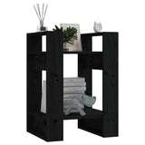 Book Cabinet/Room Divider Black 41x35x57 cm Solid Wood Pine - Close-Up Angle