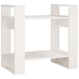 Book Cabinet/Room Divider White 60x35x57 cm Solid Wood Pine - Front View