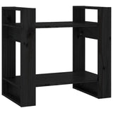 Book Cabinet/Room Divider Black 60x35x57 cm Solid Wood Pine - Front View