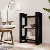 Book Cabinet/Room Divider Black 60x35x91 cm Solid Wood Pine - Rear View