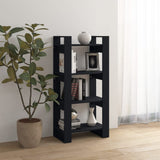 Book Cabinet/Room Divider Black 60x35x125 cm Solid Wood - Rear View