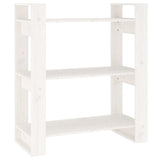 Book Cabinet/Room Divider White 80x35x91 cm Solid Wood Pine - Front View