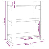 Book Cabinet/Room Divider White 80x35x91 cm Solid Wood Pine