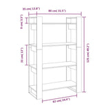 Book Cabinet/Room Divider 80x35x125 cm Solid Wood Pine - Low Angle
