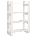 Book Cabinet/Room Divider White 80x35x125 cm Solid Wood Pine - Front View