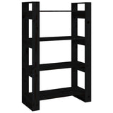 Book Cabinet/Room Divider Black 80x35x125 cm Solid Wood Pine - Front View