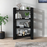 Book Cabinet/Room Divider Black 80x35x125 cm Solid Wood Pine - Side View