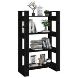 Book Cabinet/Room Divider Black 80x35x125 cm Solid Wood Pine - Top-Down View