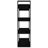 Book Cabinet/Room Divider Black 80x35x125 cm Solid Wood Pine - Rear View