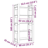 Book Cabinet/Room Divider 80x35x160 cm Solid Wood - Low Angle