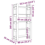 Book Cabinet/Room Divider White 80x35x160 cm Solid Wood - Low Angle