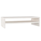 Monitor Stand White 50x24x13 cm Solid Wood Pine - Front View