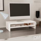 Monitor Stand White 50x24x13 cm Solid Wood Pine - Side View