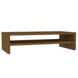 Monitor Stand Honey Brown 50x24x13 cm Solid Wood Pine - Front View