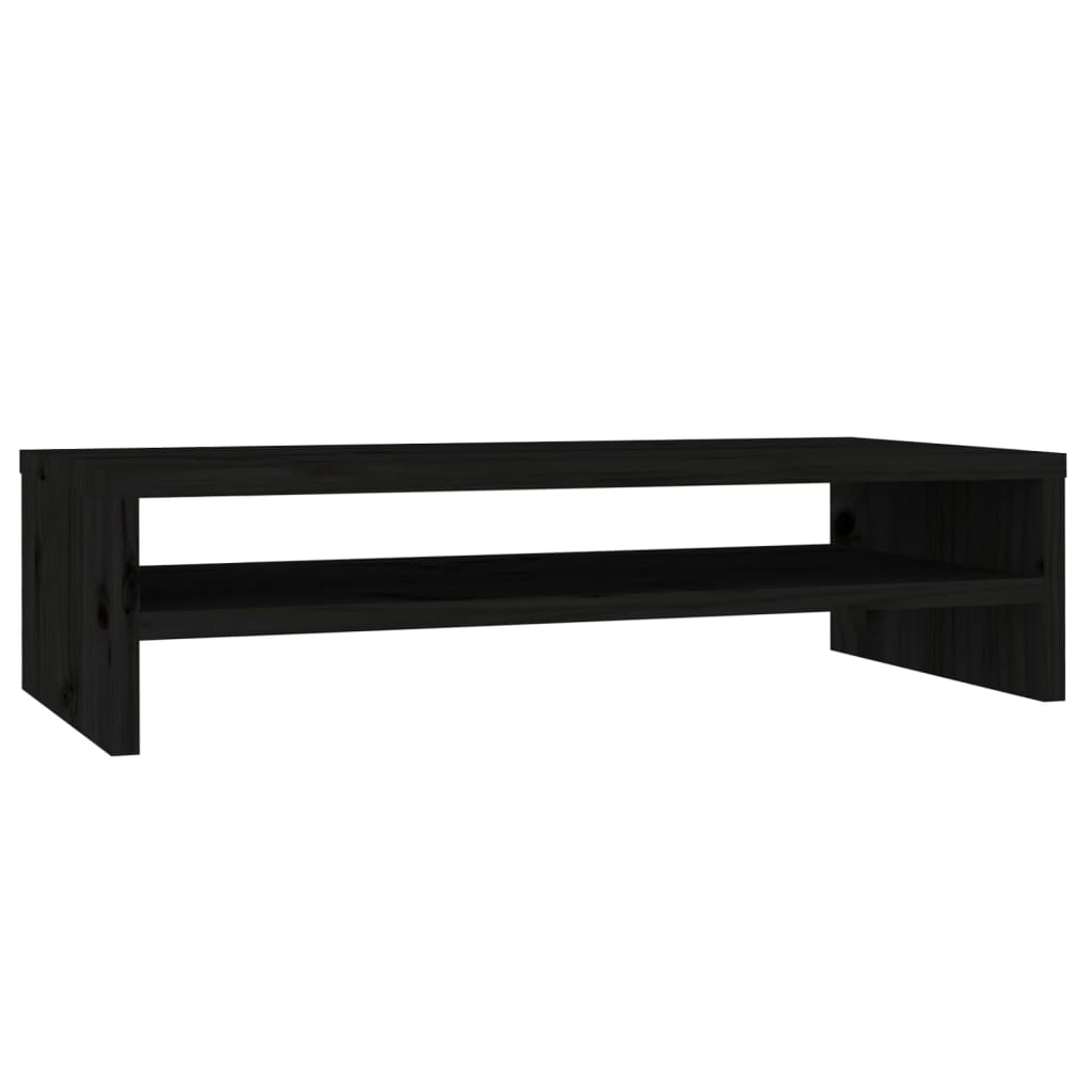 Monitor Stand Black 50x24x13 cm Solid Wood Pine