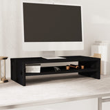 Monitor Stand Black 50x24x13 cm Solid Wood Pine - Side View