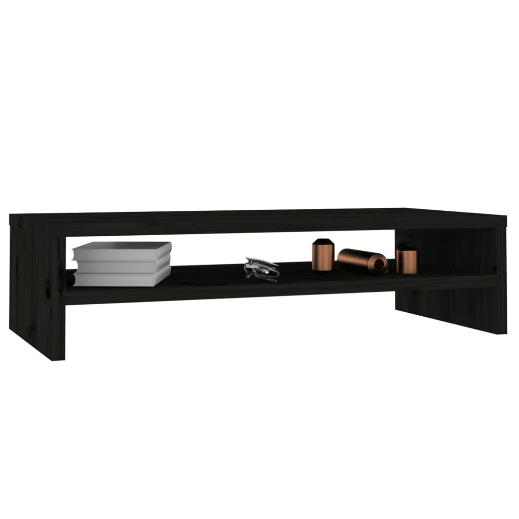 Monitor Stand Black 50x24x13 cm Solid Wood Pine