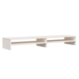 Monitor Stand White 100x24x13 cm Solid Wood Pine - Front View